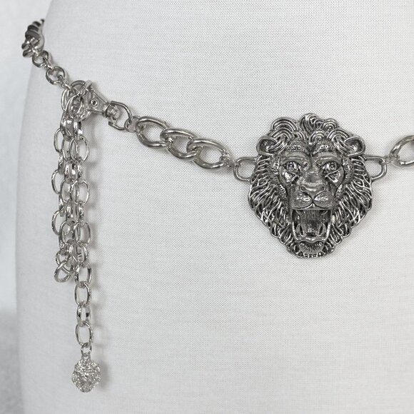 Lion of Judah Chain Link Silver Tone Belt Tribe of Israel Aslan Yeshua Roaring main image 11